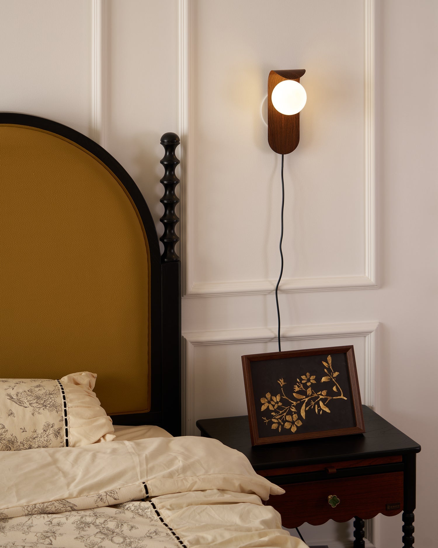 Wall Light – LED Walnut & Wood Globe Lamp