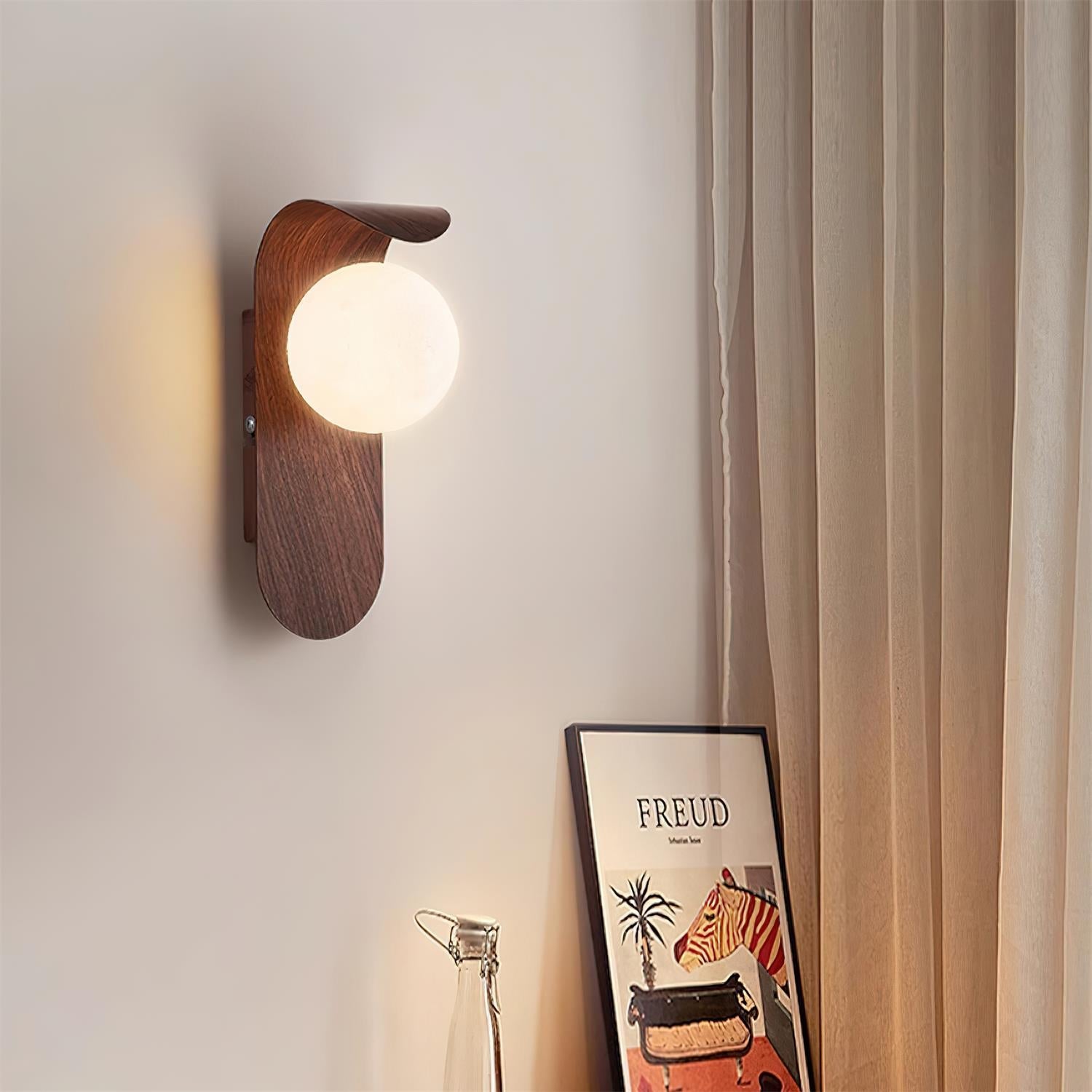 Wall Light – LED Walnut & Wood Globe Lamp