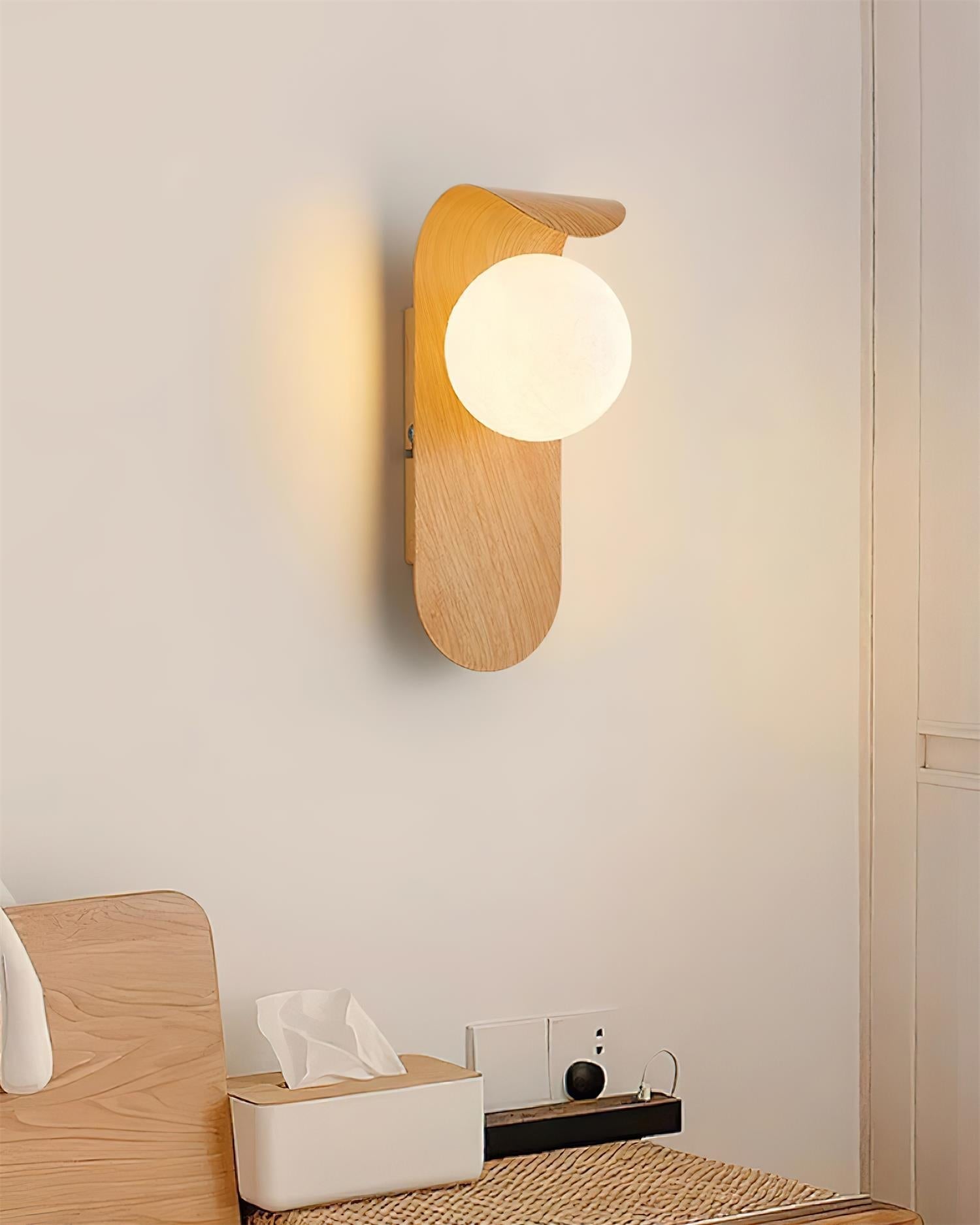 Wall Light – LED Walnut & Wood Globe Lamp