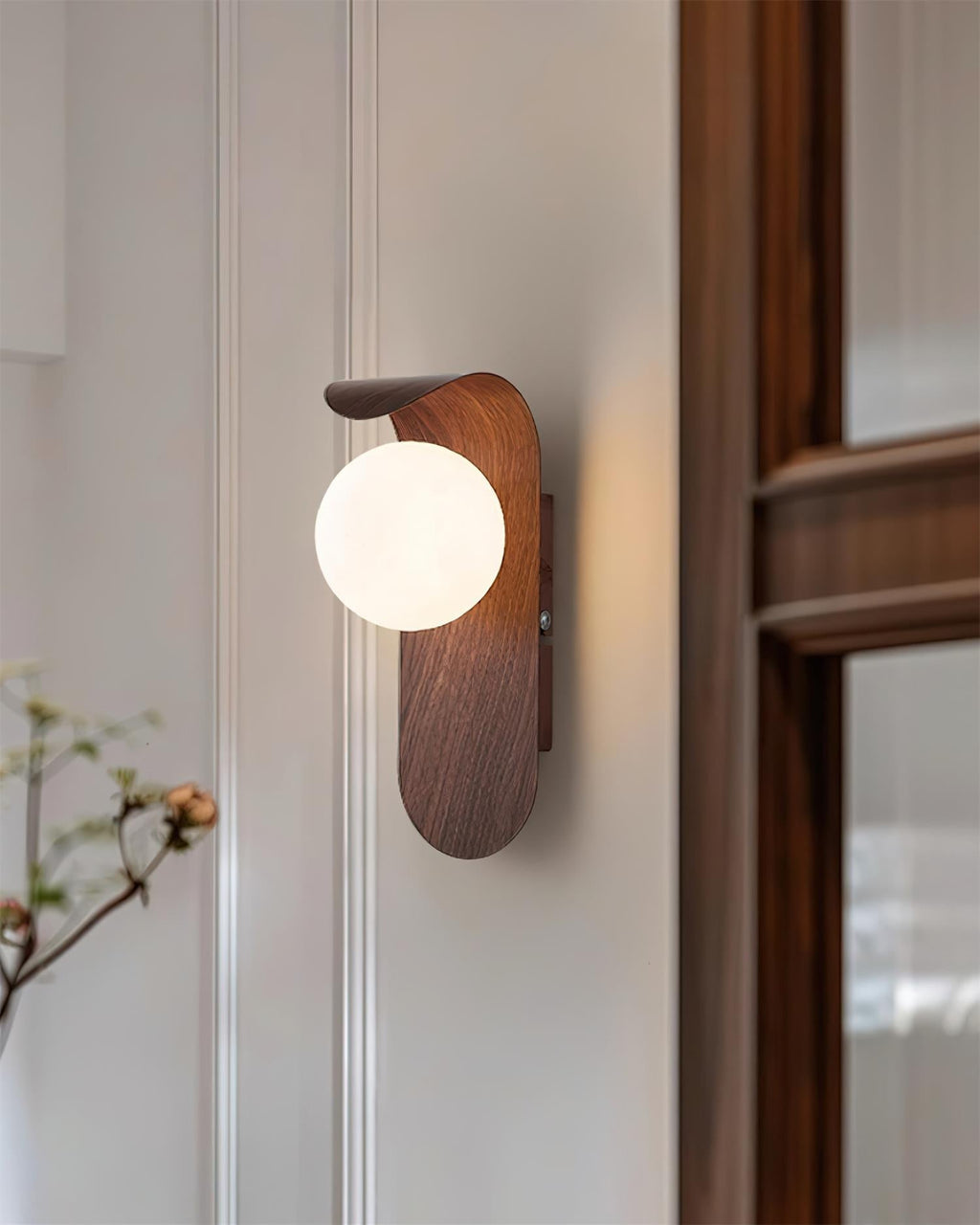Wall Light – LED Walnut & Wood Globe Lamp