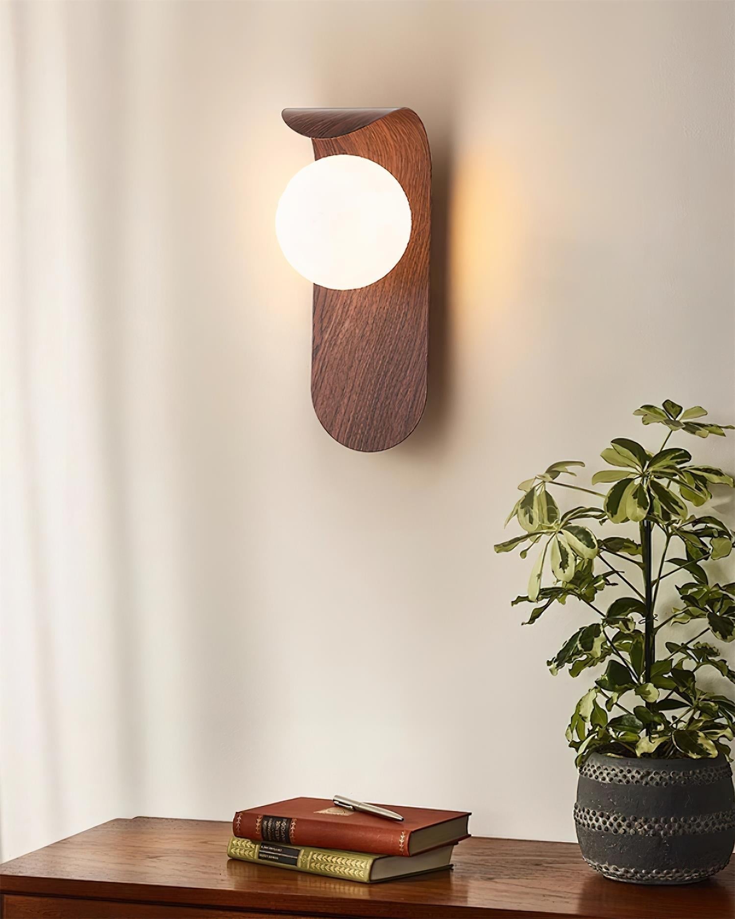 Wall Light – LED Walnut & Wood Globe Lamp