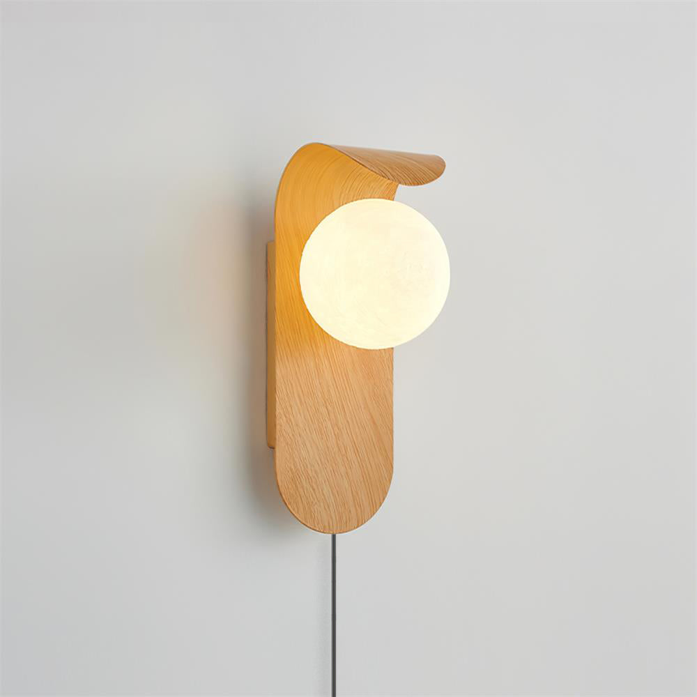 Wall Light – LED Walnut & Wood Globe Lamp