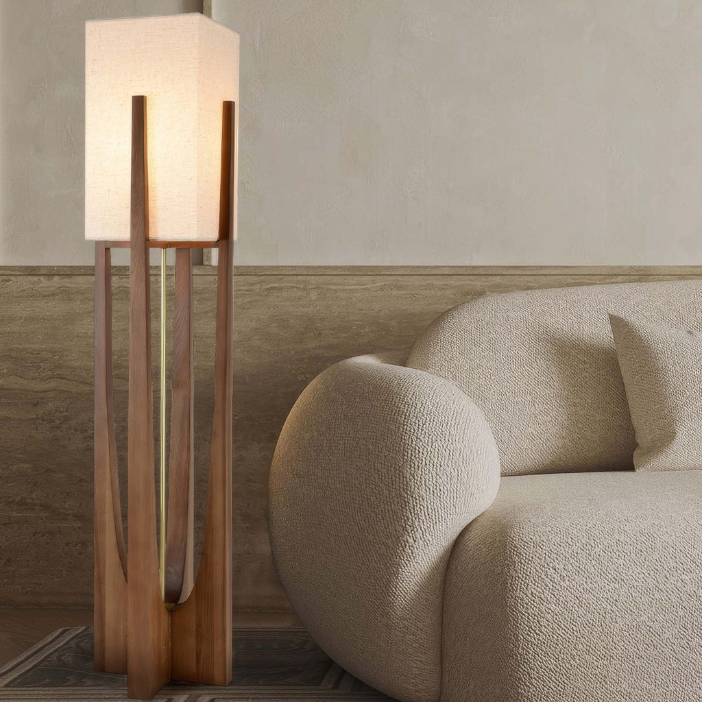 Floor Lamp – Japanese Wooden Walnut Modern LED Standing Lamp