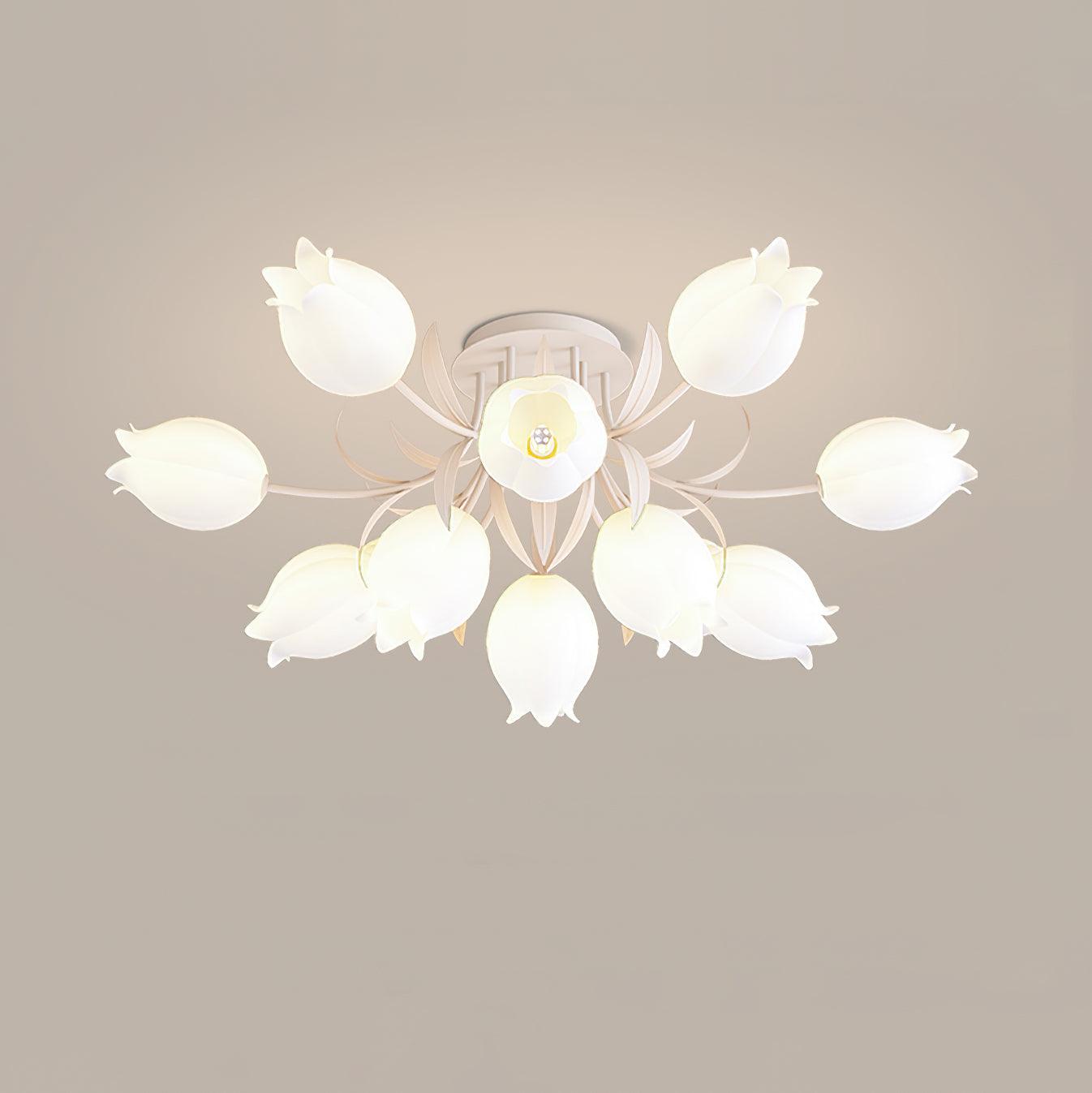 Ceiling Light – Floral LED Lily Lamp in Cream Finish