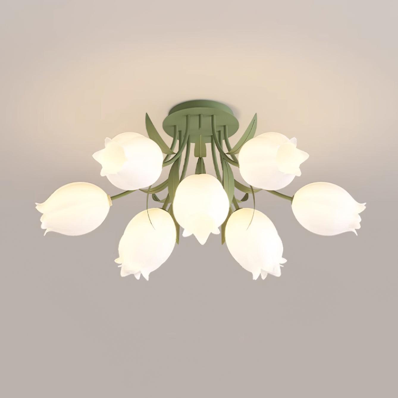 Ceiling Light – Floral LED Lily Lamp in Cream Finish