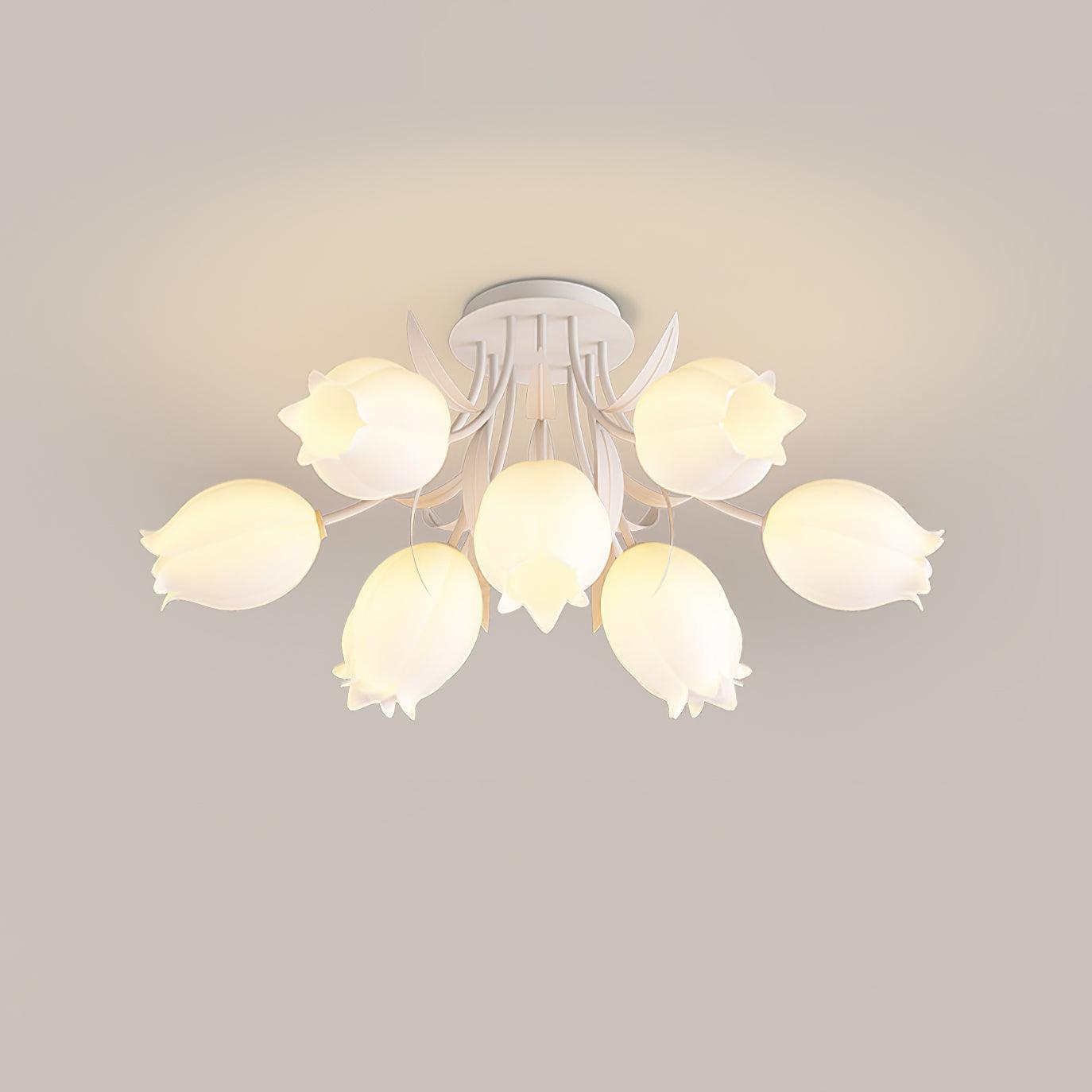 Ceiling Light – Floral LED Lily Lamp in Cream Finish