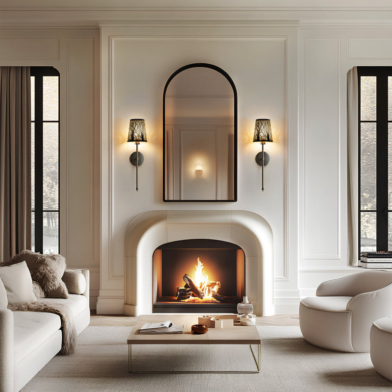 Lamp Shades – Black Metal Tree Engraved Decorative Shades (Set of 2)